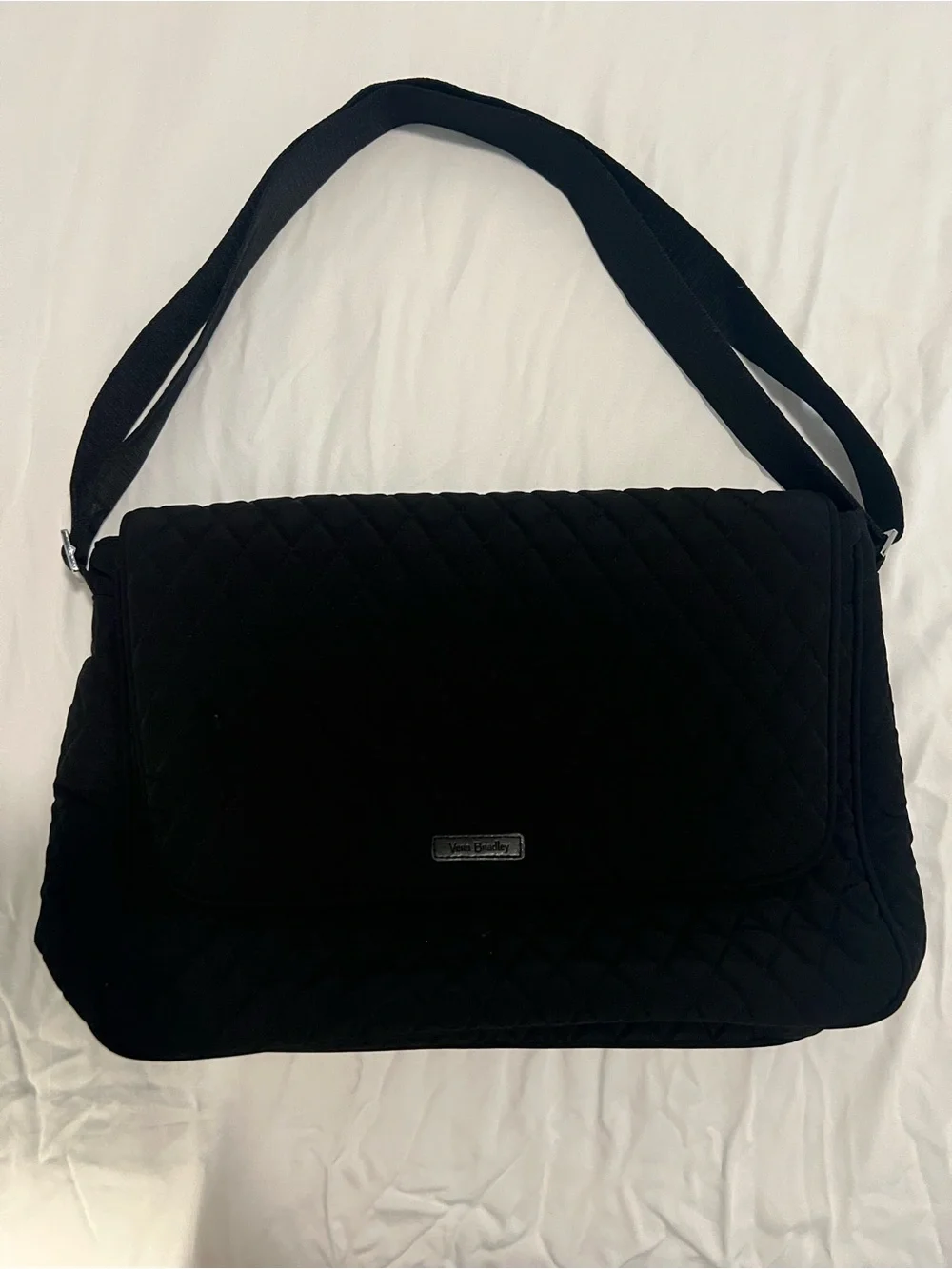 Vera Bradley Quilted Black Messenger Laptop Bag